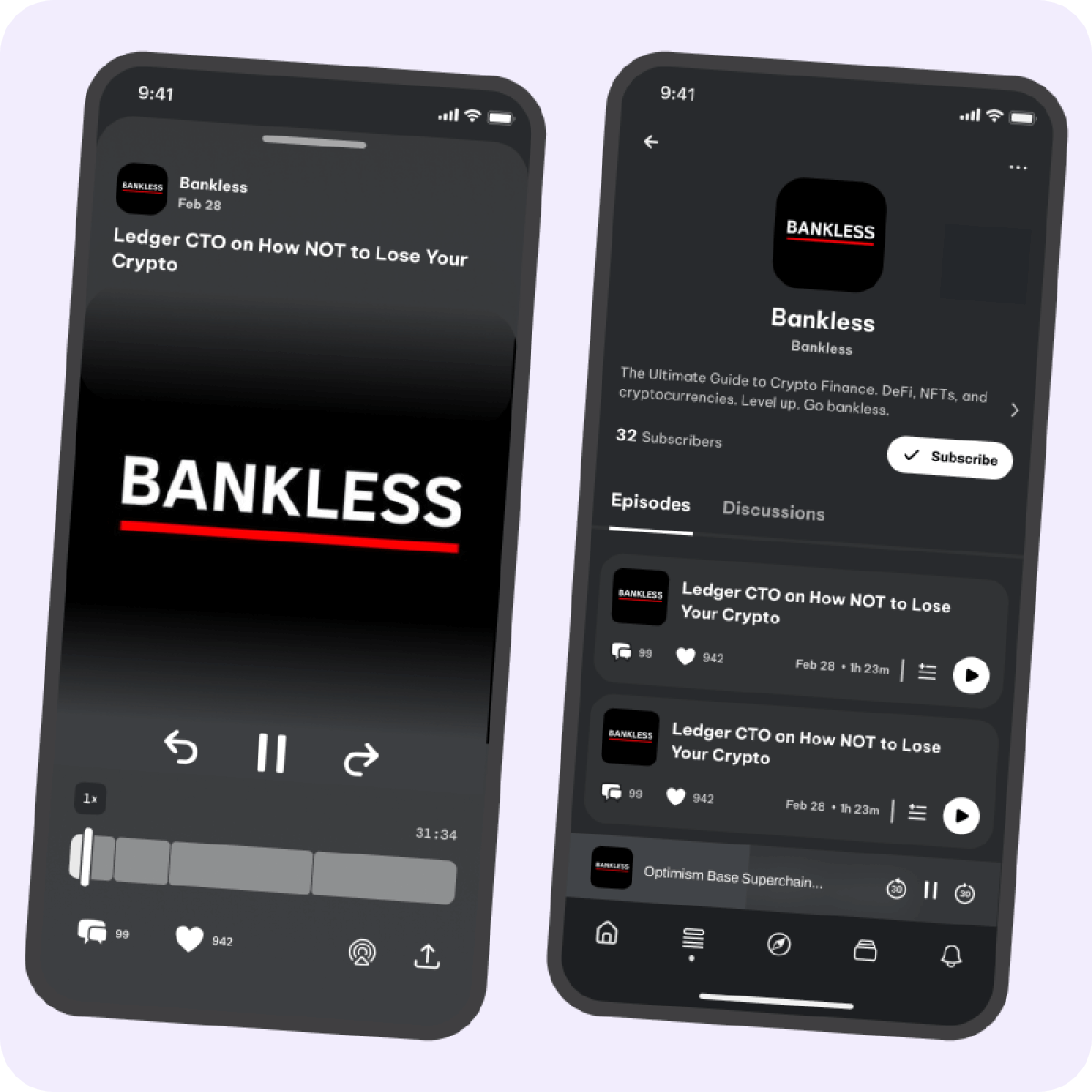 Podcast player and episodes UI