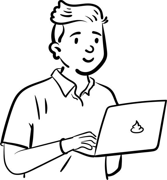 Illustration of designer on laptop